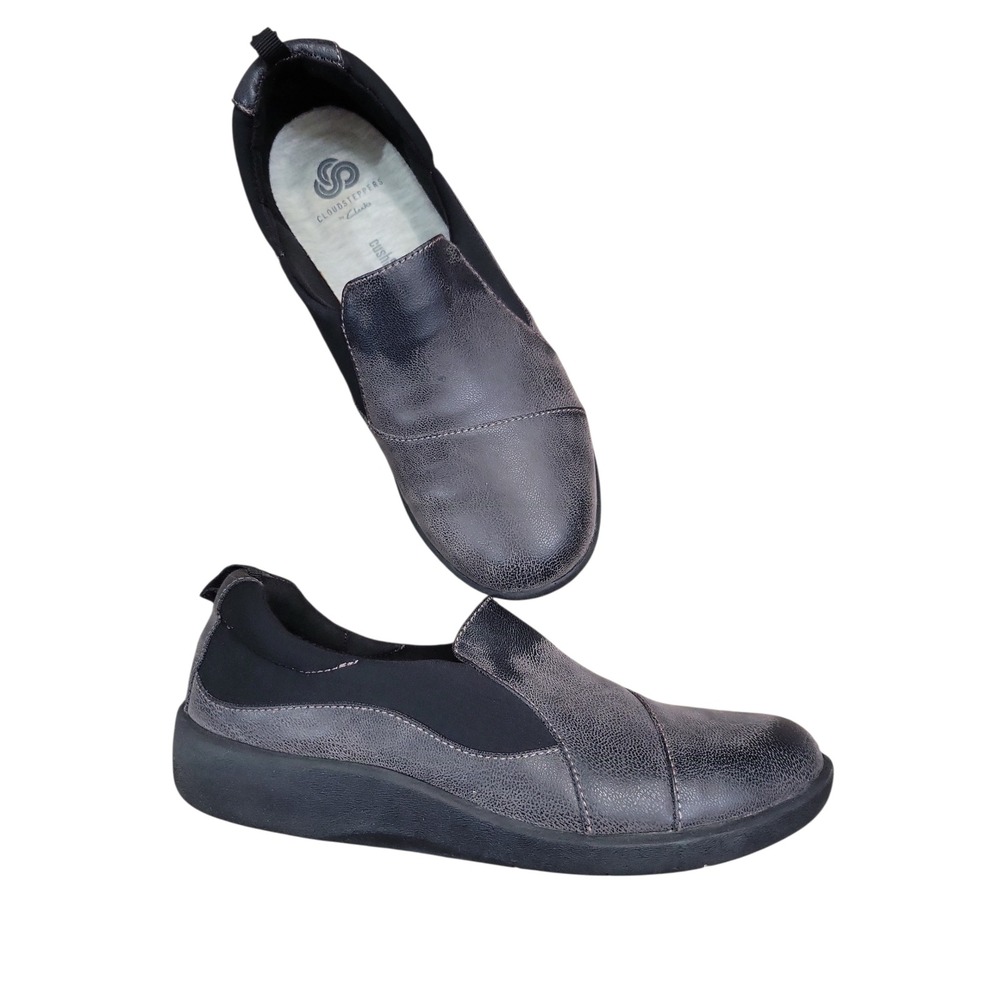 Clarks Cloudsteppers Sillian‎ Paz Womens 7.5 Black Slip On Comfort Shoes